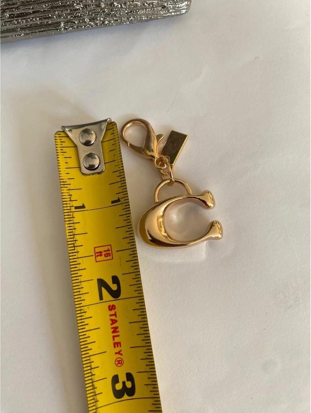 Gold Tone Letter C Charm Keychain